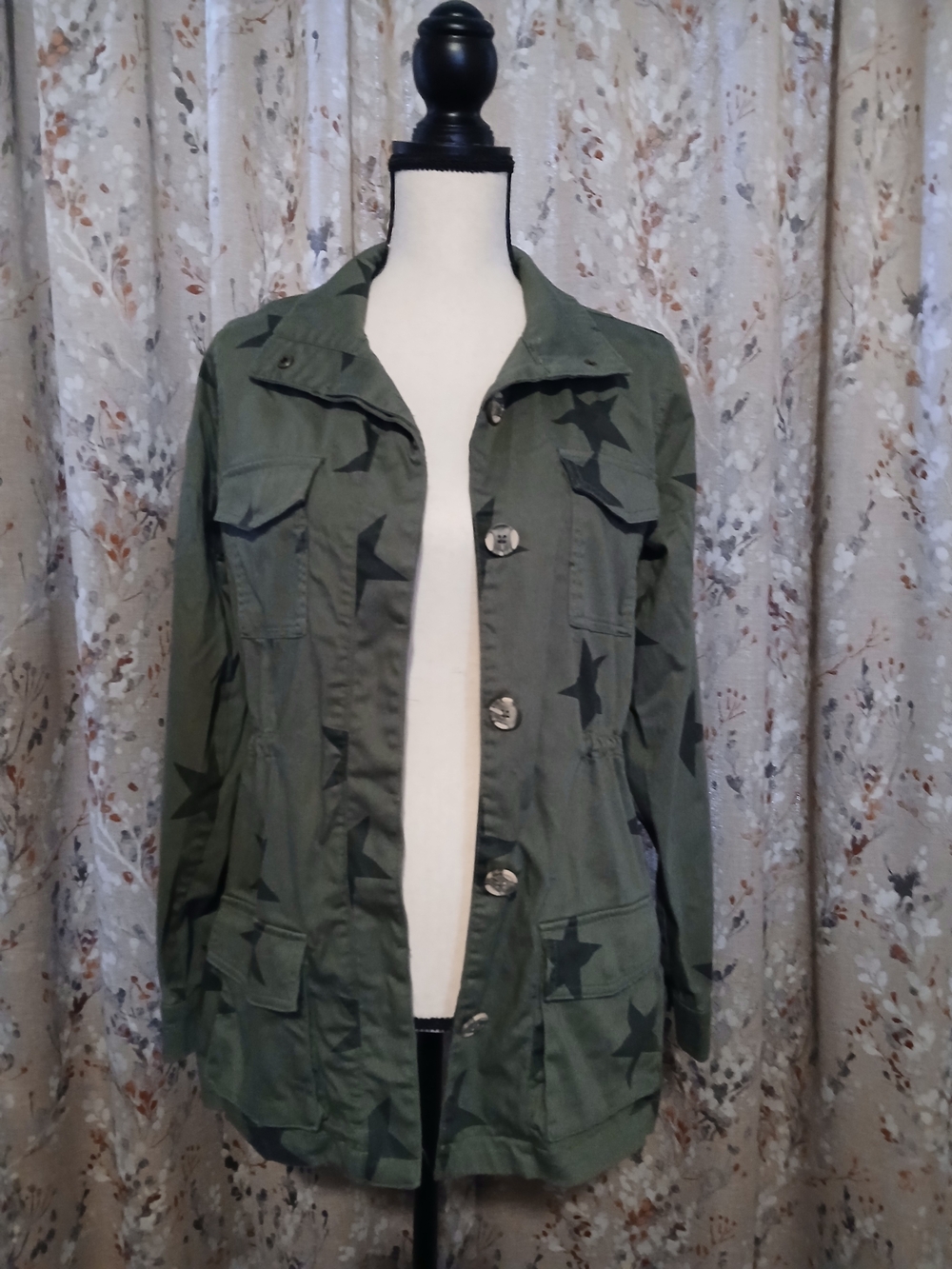 Knox Rose Olive Green Star Motif Utility Jacket - Picture 5 of 5